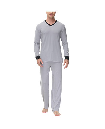Мужские теплосберегающие пижамные комплекты из двух частей с v-образным вырезом и брюками для отдыха INK+IVY