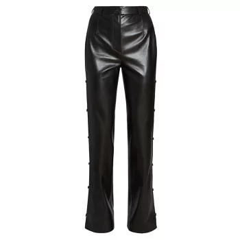 Felina Faux Leather Side-Button Pants Nanushka