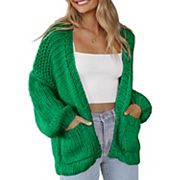 Women's Long Sleeve Cardigans Sweaters with Pocket Casual Knitted Open Front Cardigans Kojooin