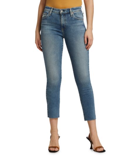 Укороченные джинсы скинни Mari с необработанным краем AG Jeans