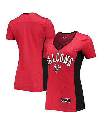 Женская футболка New Era Red Atlanta Falcons с контрастной вставкой и v-образным вырезом 5th & Ocean