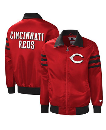 Мужская красная университетская куртка Cincinnati Reds The Captain II с молнией во всю длину Starter