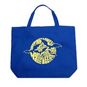 Large Word Art Tote Bag - Halloween Bats LA Pop Art