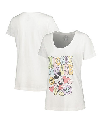 Женская белая футболка с круглым вырезом «Микки Маус» и «Микки и друзья» Groovy Mad Engine