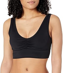 Calvin Klein Performance Women's Shirred Long Line Bra Top with Removable Cups, Black, X-Large Calvin Klein