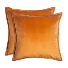 Оранжевые бархатные декоративные подушки, комплект из 2 предметов Unbranded