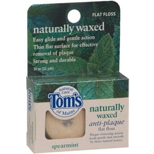 4 Pack - Tom's of Maine Naturally Waxed Anti-Plaque Flat Floss Spearmint 32 Yards Tom's of Maine