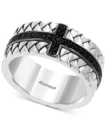 Мужское кольцо EFFY® с крестиком Восток-Запад с черным сапфиром (1/2 карата) из стерлингового серебра EFFY Collection