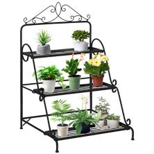 3 Tier Metal Plant Stand Ladder Flower Pot Display Rack Shelf Indoor & Outdoor Outsunny
