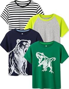 LAPASA Kids T-Shirts Short Sleeve (4 Pack) 100% Cotton Plain Top Tees Boy & Girl Unisex Toddler Children Tie Dye Summer K01 Lapasa