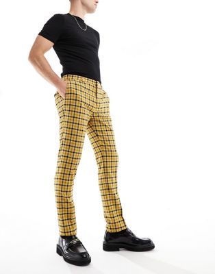 Желтые костюмные брюки в клетку Twisted Tailor Twisted Tailor