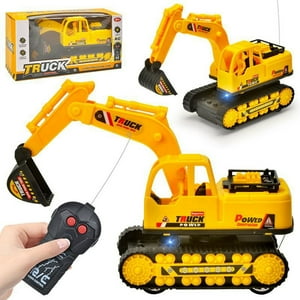 Tarmeek Remote Control Construction Toys,RC Excavator Metal Shovel with Lights Sounds Engineering Vehicle Toy Gift Good for 3+ Year Old Boys and Girls Tarmeek