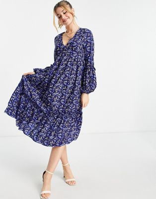 In The Style Jac Jossa midi smock dress in navy floral In The Style