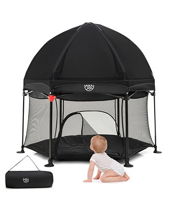 1PCS 53'' Outdoor Baby Playpen w/ Canopy & Carrying Bag Portable Play Yard Costway