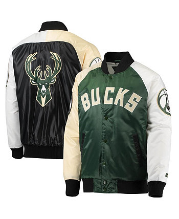 Мужская куртка Hunter Green, Gold, White Milwaukee Bucks Tricolor Remix Raglan Full-Snap Starter