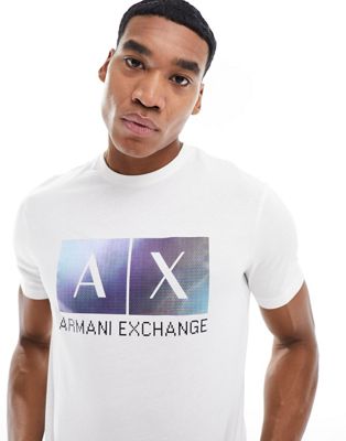 Armani Exchange chest box logo T-shirt in off white AX ARMANI EXCHANGE