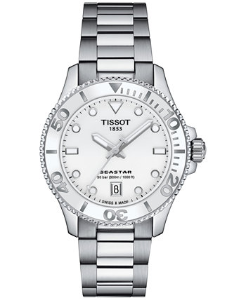 Часы-браслет из нержавеющей стали унисекс Seastar 36 мм серебристого цвета Tissot