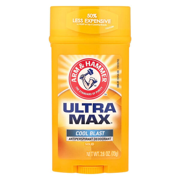 UltraMax, Твердый дезодорант-антиперспирант для мужчин, Cool Blast, 2,6 унции (73 г) Arm & Hammer