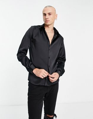 Черная облегающая рубашка облегающего кроя Twisted Tailor Twisted Tailor
