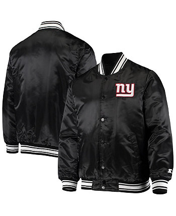 Мужская черная атласная студенческая куртка New York Giants Locker Room с застежкой-молнией Starter