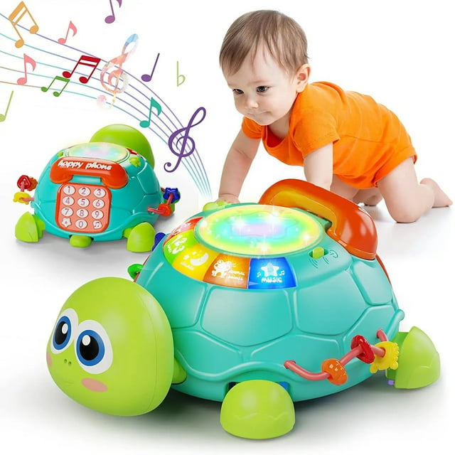 Baby Toys for 6 12 Months, Light & Sound Musical Turtle Crawling Toys for 1 Year Old Boys Girls, Baby Toys for 12-24 Months, Toddler Learning Toys for 1 2 3 Year Old Boys Girls Suorfoxs