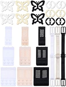 Boao 24 Pieces Bra Strap Clips, Bra Clips to Make Racerback, Bra Strap Holders, Elastic Bra Extenders 2 Hook, 3 Hook, 4 Hook Bra Accessory Adjustable Connector Clip Non Slip Bra Clips for Women Boao