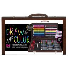 Art 101 Draw and Color Набор из 106 предметов искусства в деревянном футляре для переноски Art 101