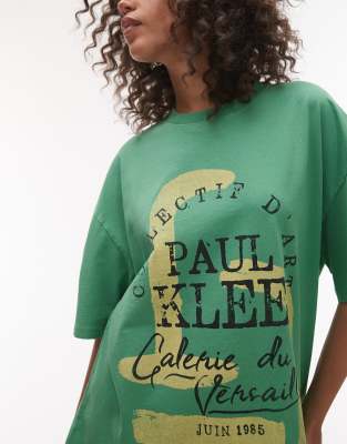 Topshop graphic licensed Paul Klee oversized tee in green Topshop