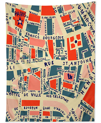 Холли Золлингер Карта Парижа Синий Гобелен Deny Designs