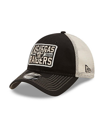 Мужская бейсболка Las Vegas Raiders Devoted Trucker 9TWENTY черного и натурального цвета Snapback New Era