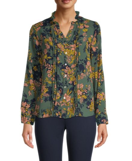 Блуза с защипами и цветочным принтом Nanette nanette lepore