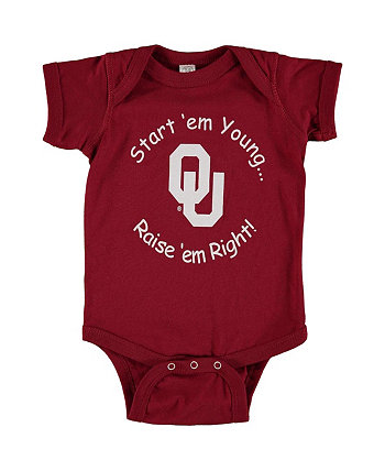 Newborn and Infant Boys and Girls Crimson Oklahoma Sooners Start 'Em Young Bodysuit Little King Apparel