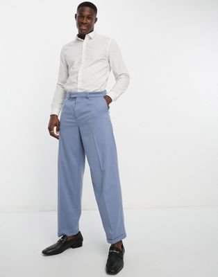 Синие свободные брюки со складками New Look New Look