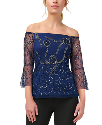 Женская украшенная блузка с открытыми плечами Adrianna Papell