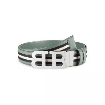 Leather-Trimmed Buckle Belt BALLY
