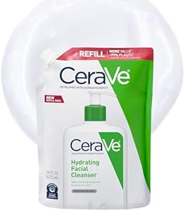 CeraVe Hydrating Facial Cleanser, Moisturizing Face Wash For Dry Skin, Hyaluronic Acid + Ceramides + Glycerin, Hydrating Cleanser For Normal To Dry Skin, 16 Ounce Refill CeraVe