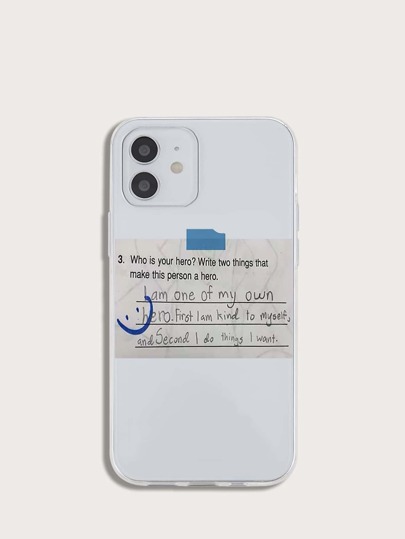 Прозрачный чехол для телефона с текстовым принтом SHEIN