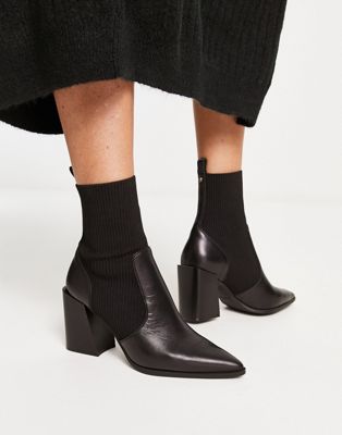 Черные кожаные ботинки в западном стиле на каблуке ALDO Ganina ALDO