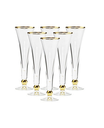 Flutes with Gold Ball and Trim, Set of 6 Classic Touch