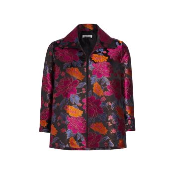 Жаккардовая куртка трапециевидной формы с цветочным принтом Caroline Rose