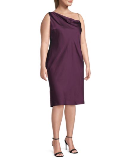 Атласное платье-комбинация Plus на одно плечо Olive & Oak