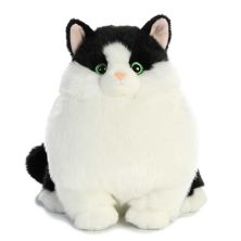 Aurora Medium White Fat Cats 9.5&#34; Muffins Tuxedo Charming Stuffed Animal Aurora