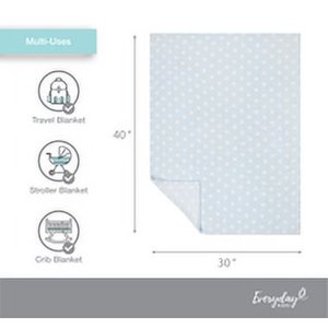 EVERYDAY KIDS Baby Fleece Blanket - 30" by 40" - Baby Blue/Dots EVERYDAY KIDS