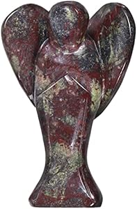 Amogeeli 3 Inches Hand Carved Healing Stone Angel Figurine, Energy Crystal Pocket Guardian Angel Statue Amogeeli