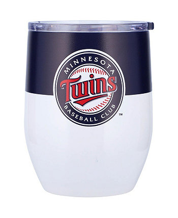 Minnesota Twins Изогнутый стакан из нержавеющей стали с цветными блоками на 16 унций Logo Brand
