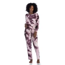 Женский пижамный топ с длинными рукавами и пижамные штаны с принтом "Сиреневый+Лондон" Lilac+London