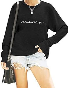 ASTANFY Womens Crewneck Sweatshirt Mama Letter Print Long Sleeve Loose Fashion Pullover Top ASTANFY