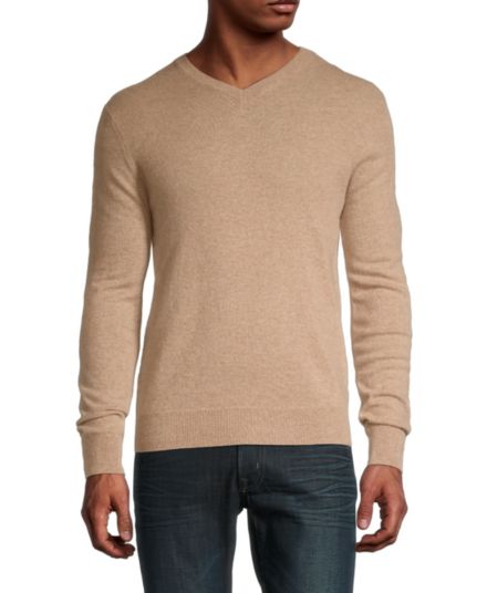Кашемировый свитер с V-образным вырезом Saks Fifth Avenue