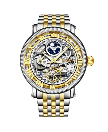 Мужские золотые - серебряные часы-браслет из нержавеющей стали 49мм Stuhrling