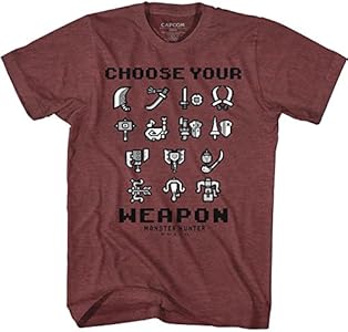 Monster Hunter Choose Your Weapon Vintage Maroon Heather Adult T-Shirt Tee American Classics